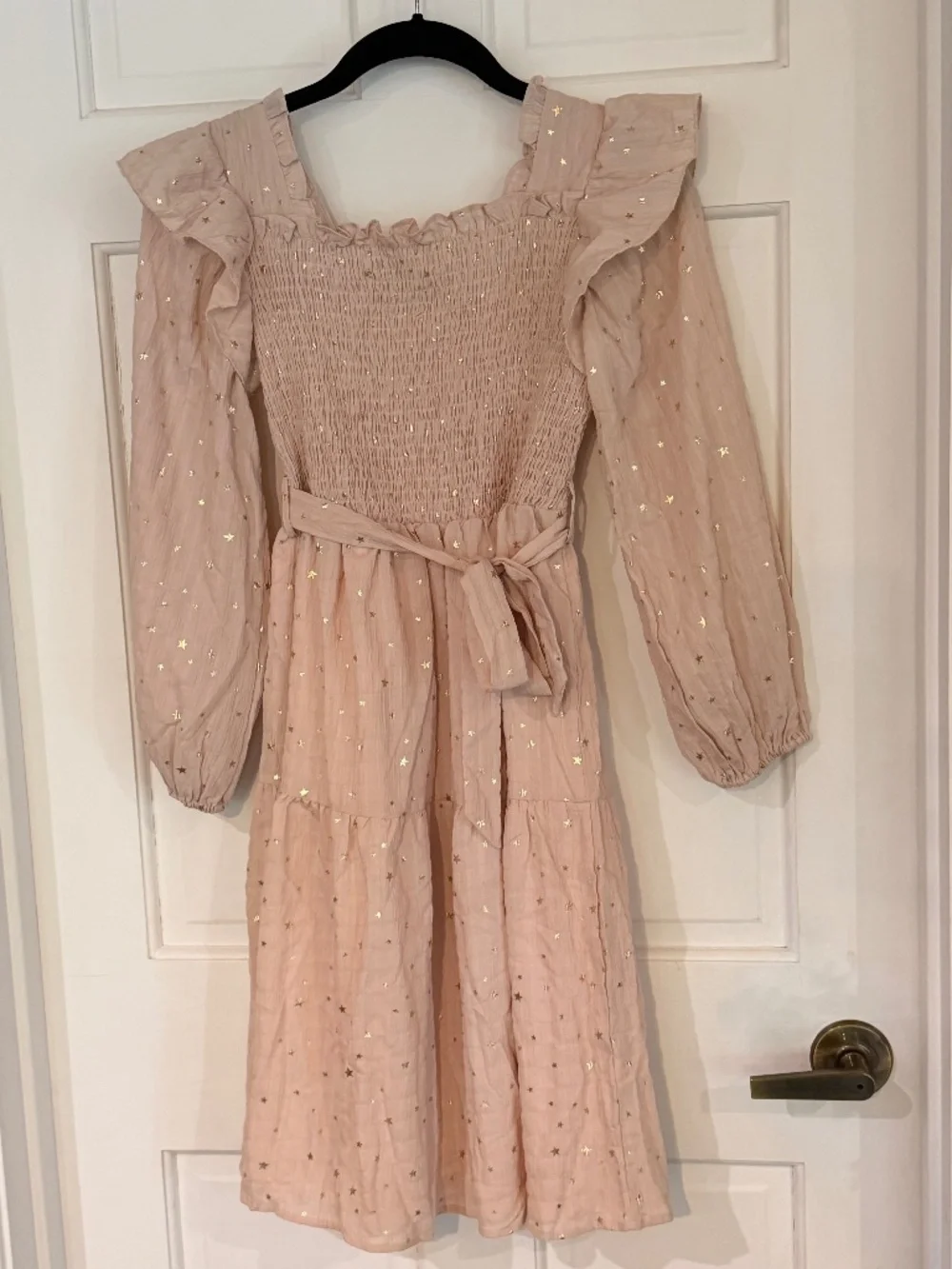 Grace Karin Cream/Blush Gold Star Smocked Dress Girls 12Y Cottagecore